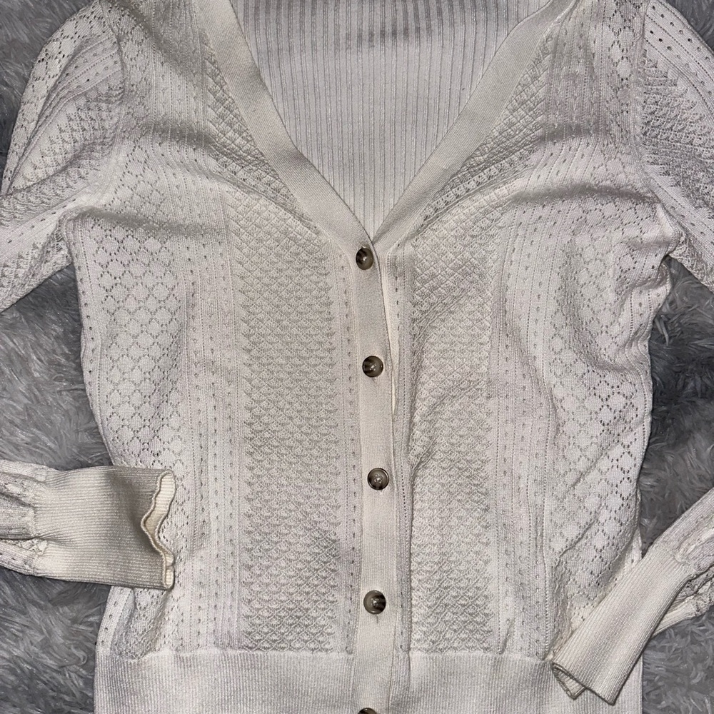 Let & Me White Button-Up Cardigan - EUC XS